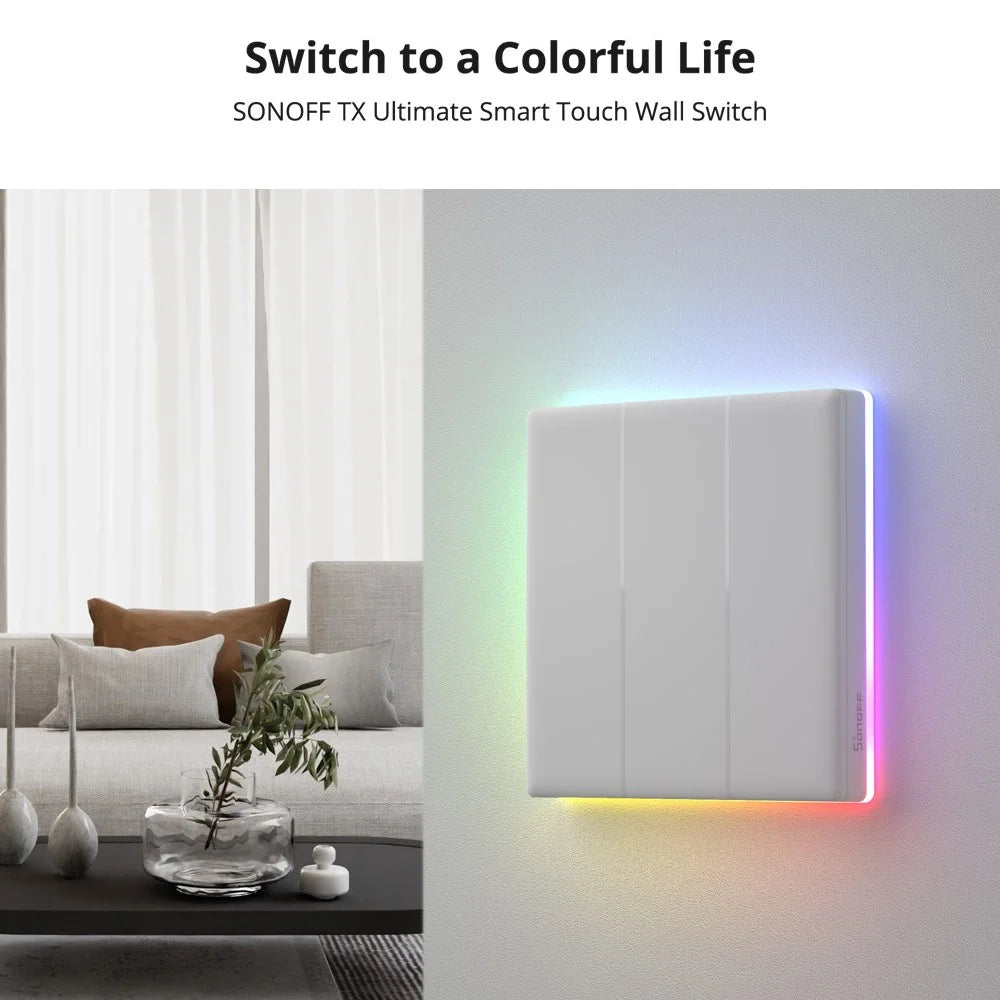 SONOFF TX Ultimate WiFi / eWeLink-Remote Smart Touch Wall Switch with RGB Light - US Plug / T5-4C-120 - 5
