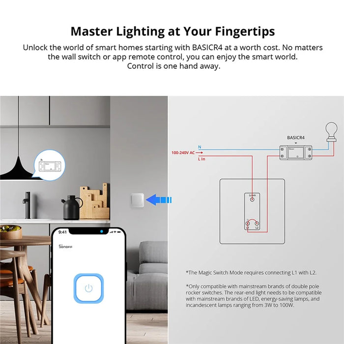 SONOFF BASICR4 Wi-Fi Smart Switch Module Support eWeLink Remote Control - 7