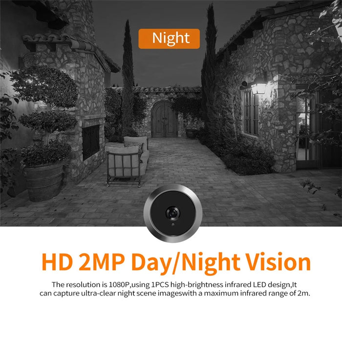 C23 1080P 3.97-Inch Screen Night Vision Doorbell Wide-Angle Camera for Home Security - Grey - 4