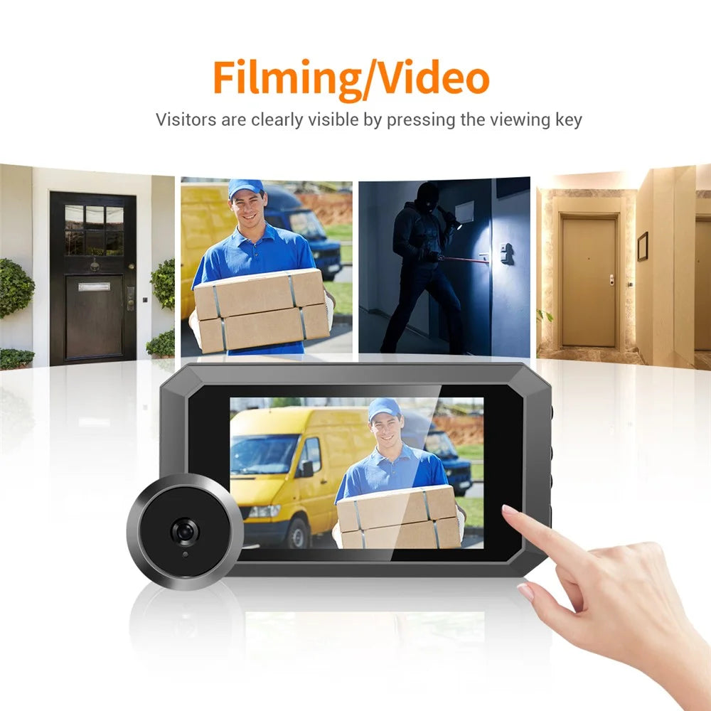 C23 1080P 3.97-Inch Screen Night Vision Doorbell Wide-Angle Camera for Home Security - Grey - 5