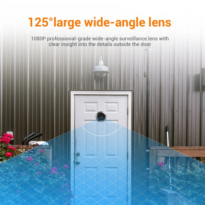 C23 1080P 3.97-Inch Screen Night Vision Doorbell Wide-Angle Camera for Home Security - Grey - 6