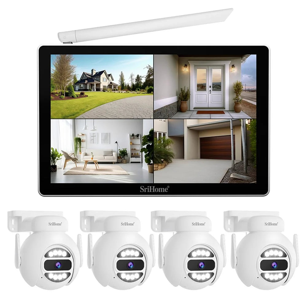 SRIHOME NVS010 1 to 4 Wireless Touch Screen 5MP HD Surveillance Camera NVR Video Recorder, EU Plug - 1
