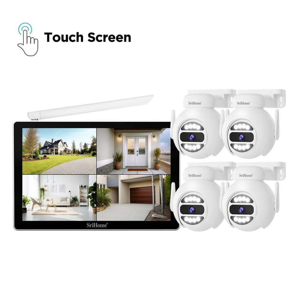 SRIHOME NVS010 1 to 4 Wireless Touch Screen 5MP HD Surveillance Camera NVR Video Recorder, EU Plug - 2