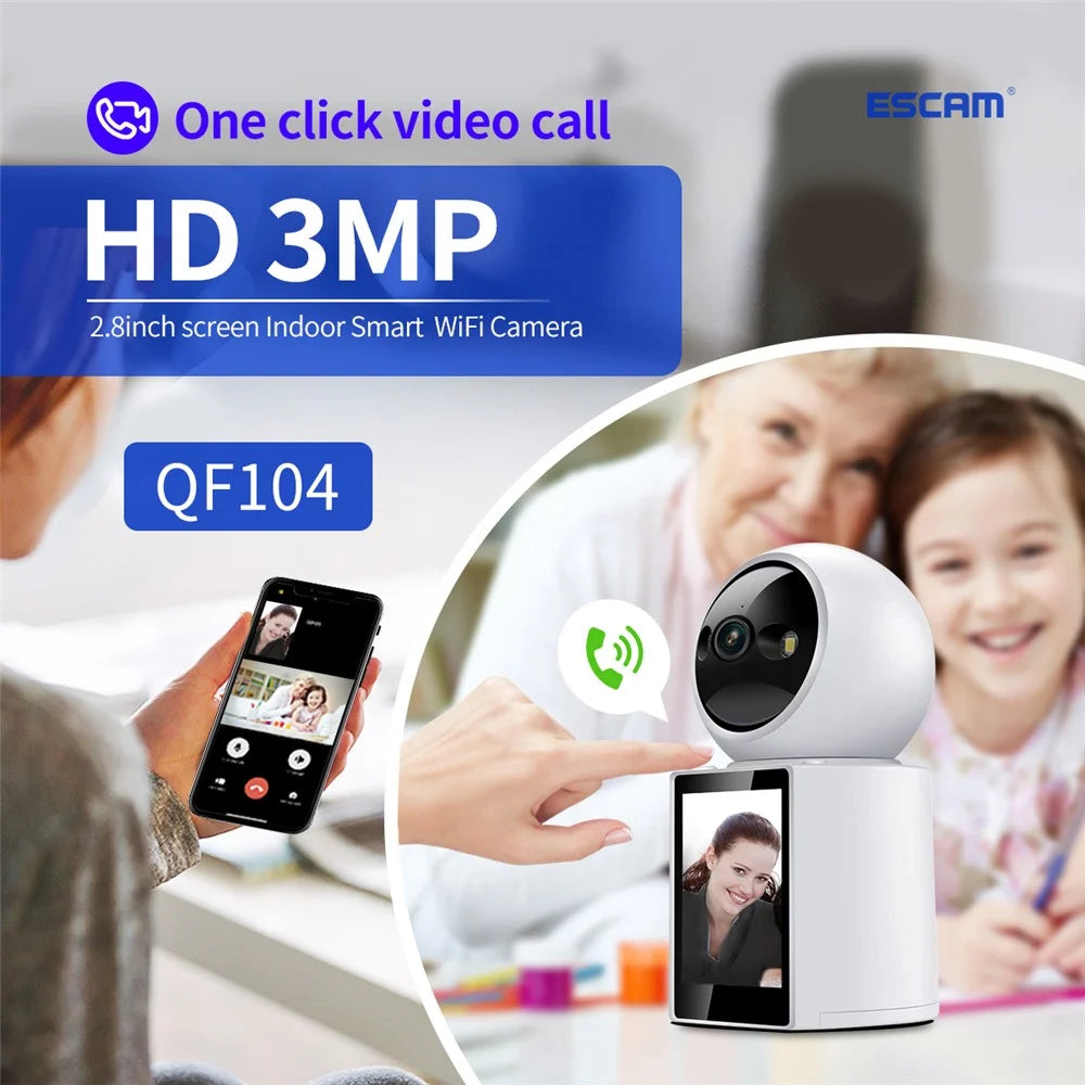 ESCAM QF104 Video Call WiFi Security Camera 3MP Pet Baby Monitor Motion Detection Recorder - US Plug - 3