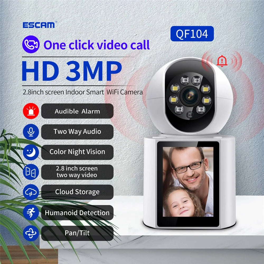 ESCAM QF104 Video Call WiFi Security Camera 3MP Pet Baby Monitor Motion Detection Recorder - US Plug - 4