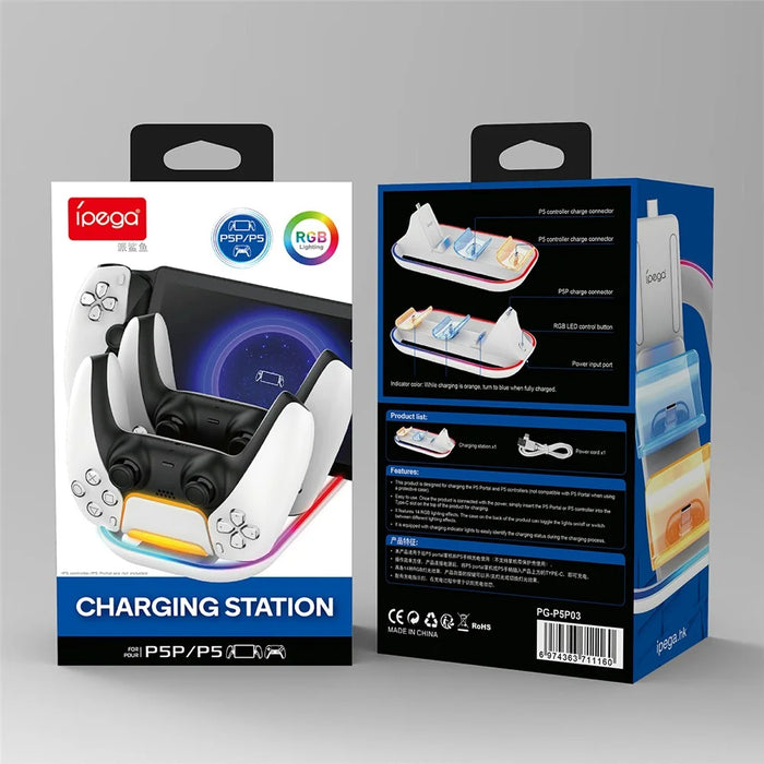 IPEGA PG-P5P03 Charging Station for PlayStation Portal / PS5 Controller with RGB Light - 6