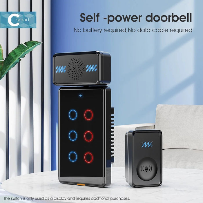 Smart Wireless Doorbell 4-Gear Volume Waterproof Home Door Bell, 2 Receiver + 2 Buttons (CE is applying) - Black - 2