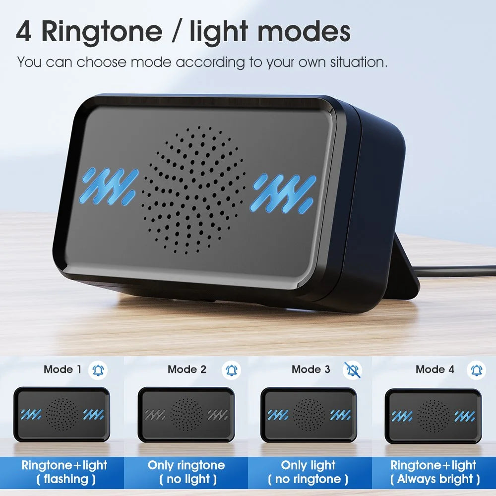 Smart Self-powered Wireless Doorbell 4-Gear Volume Waterproof Door Bell, 2 Receiver + 1 Button (CE is applying) - Black - 6
