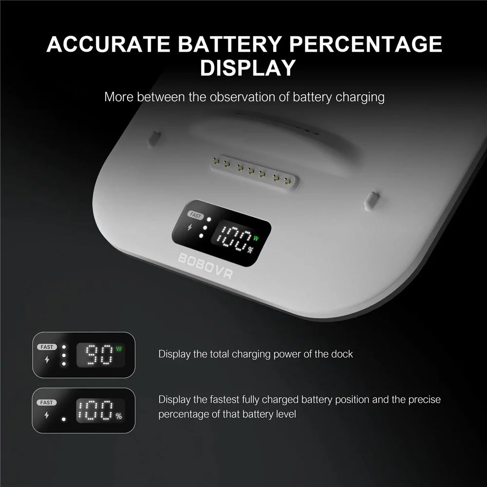 BOBOVR BD3 Charging Dock for 3x B100 Battery 30W Fast Charger Base - 5