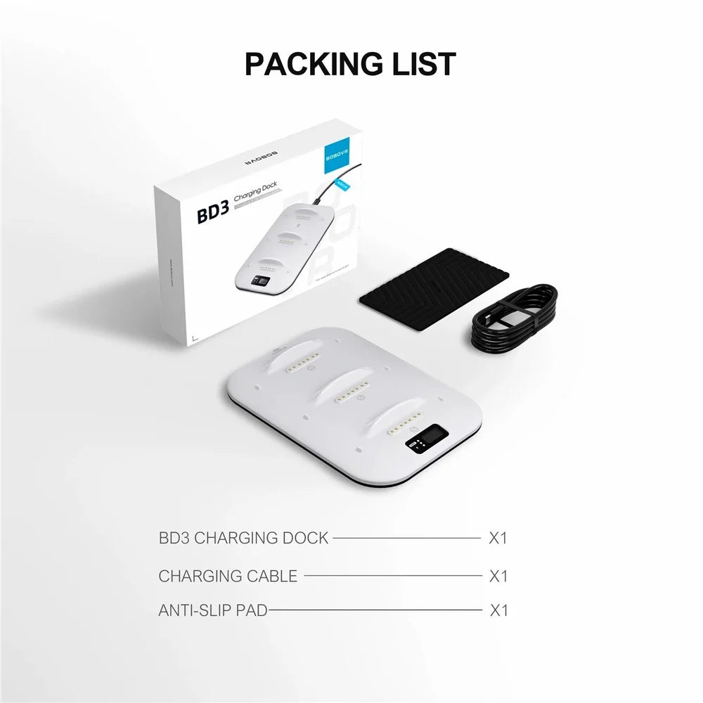 BOBOVR BD3 Charging Dock for 3x B100 Battery 30W Fast Charger Base - 7