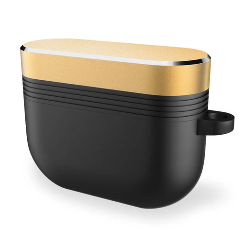 DIROSE A15 Aluminum Silicone Protective Case for Apple AirPods Pro - Gold/Black - 1