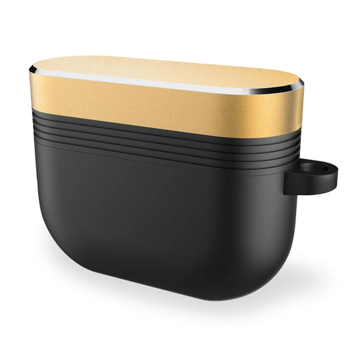 DIROSE A15 Aluminum Silicone Protective Case for Apple AirPods Pro - Gold/Black - 1