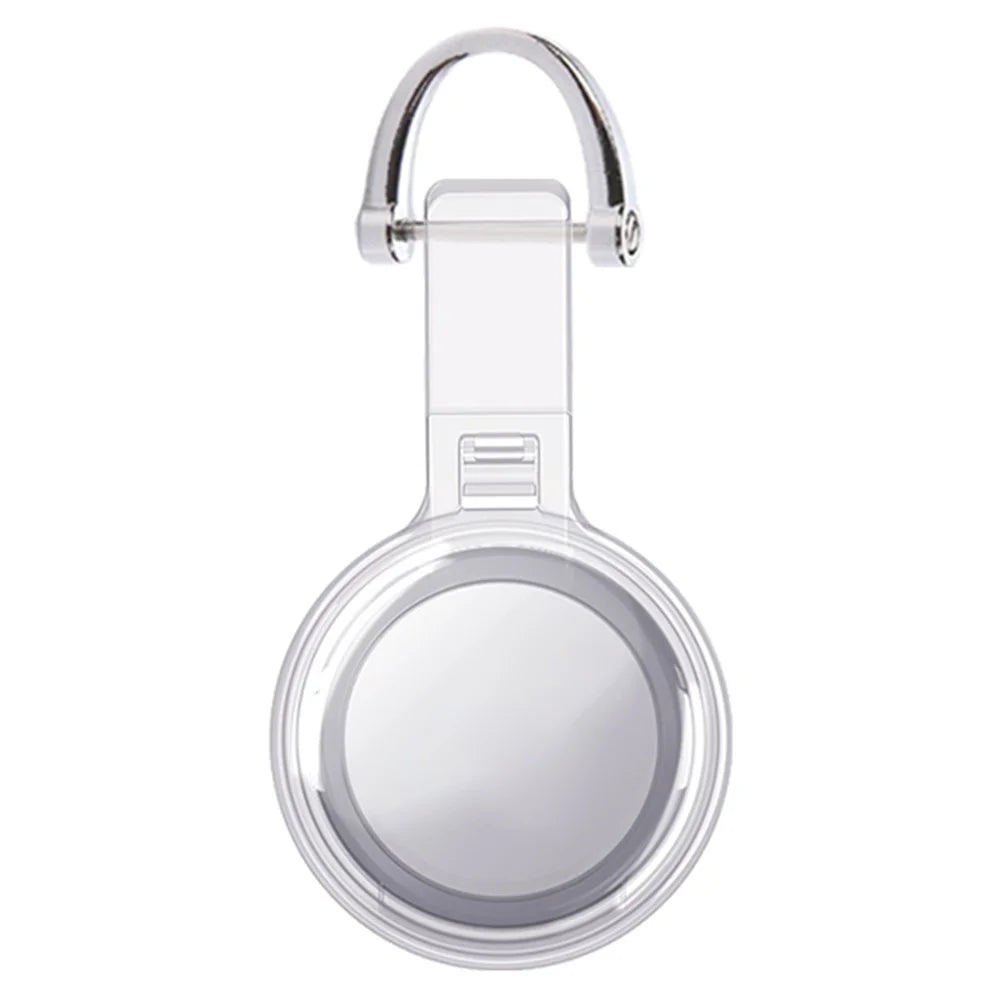 For Apple AirTag Locator PC Protective Case Clear Waterproof Cover - Silver Buckle - 1