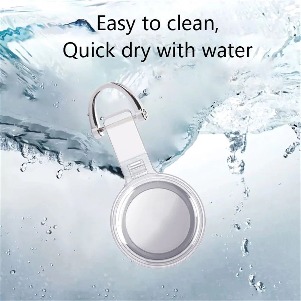 For Apple AirTag Locator PC Protective Case Clear Waterproof Cover - Silver Buckle - 2