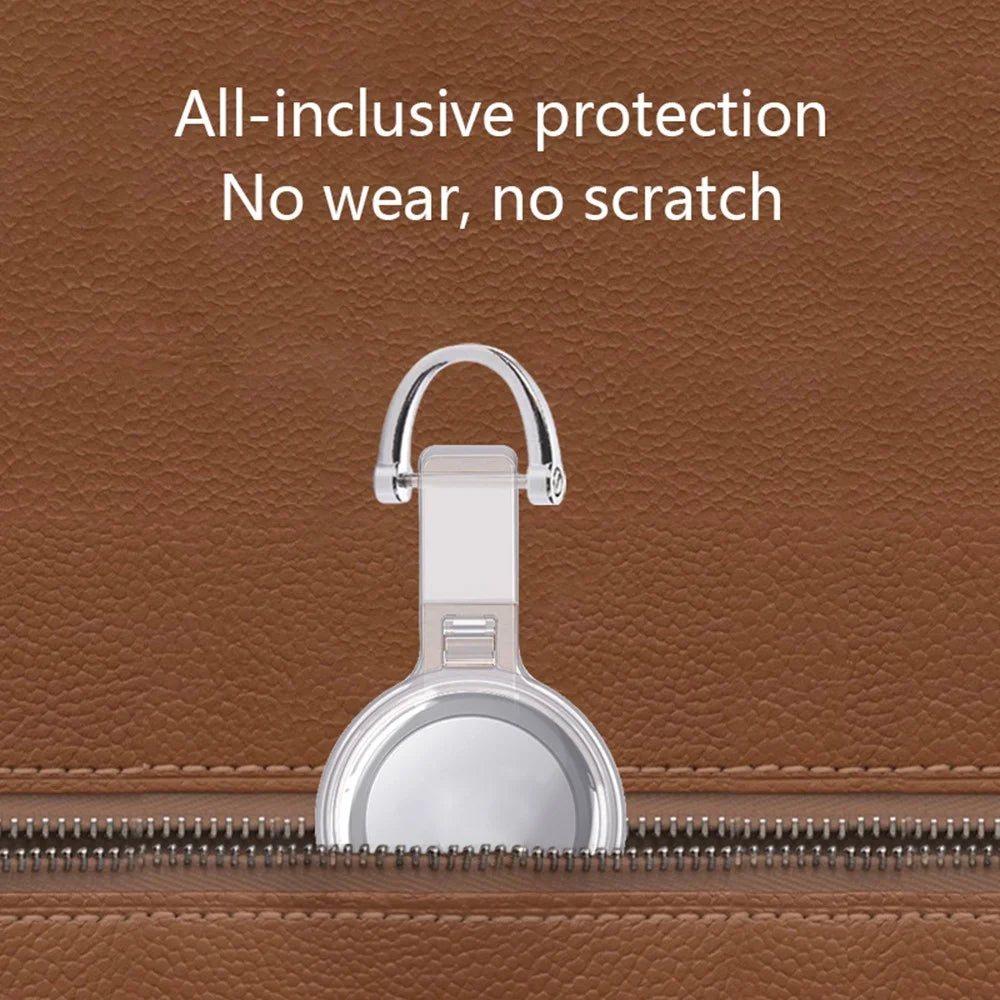 For Apple AirTag Locator PC Protective Case Clear Waterproof Cover - Silver Buckle - 5