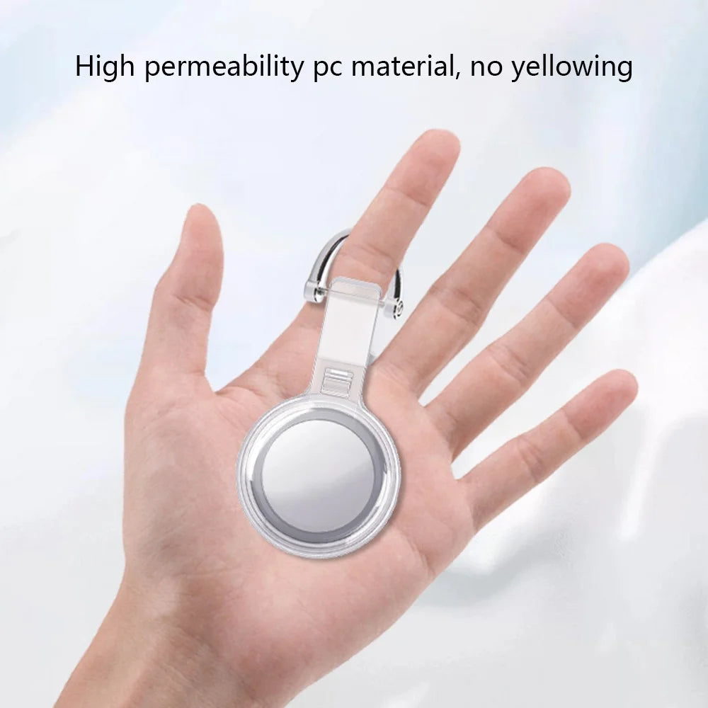 For Apple AirTag Locator PC Protective Case Clear Waterproof Cover - Silver Buckle - 6