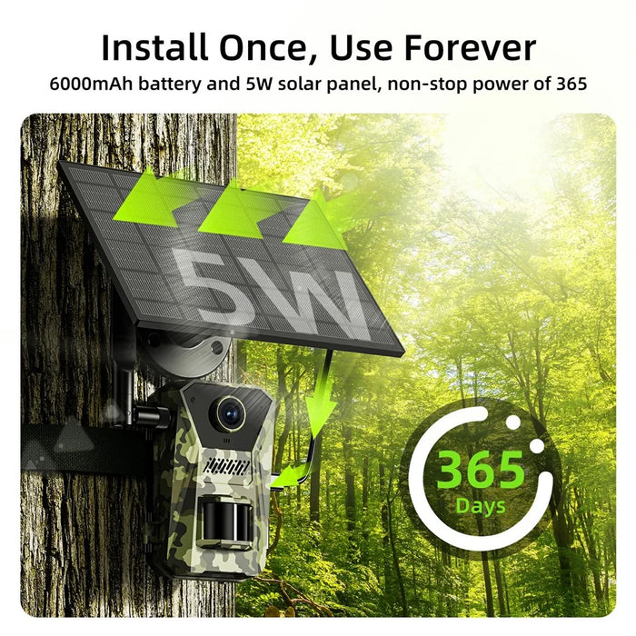 F8 Solar 4G Trail Camera Waterproof PIR Night Vision HD Outdoor Hunting Camera - 5