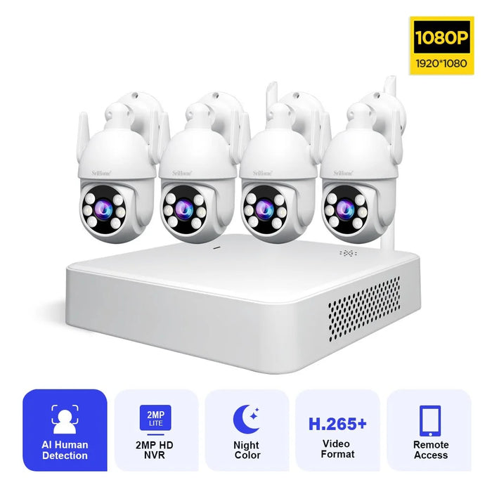 SRIHOME NVS011+IPC059 2MP Two-Way Audio WiFi CCTV Camera 8CH NVR Video Recorder - US Plug - 2