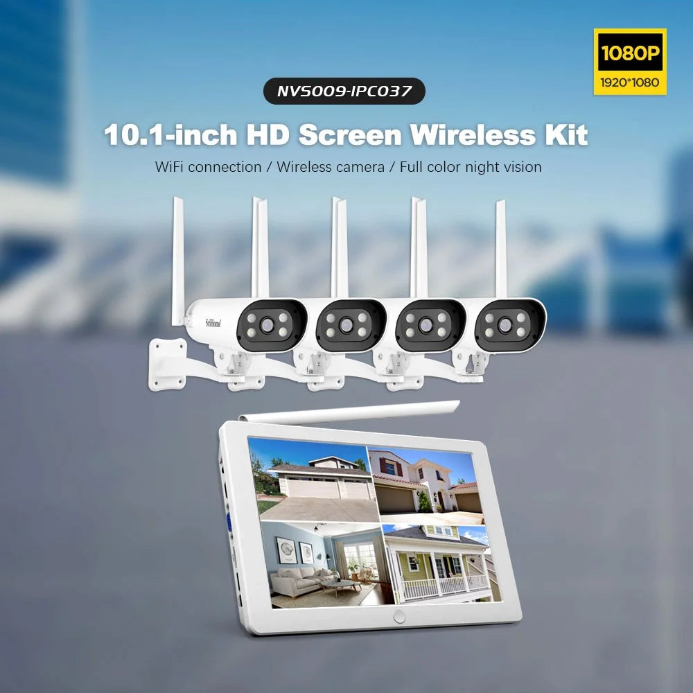 SRIHOME NVS009+IPC037 10.1 Inch LCD Screen 5MP HD 8CH Surveillance WiFi CCTV Camera NVR Kit - US Plug - 2