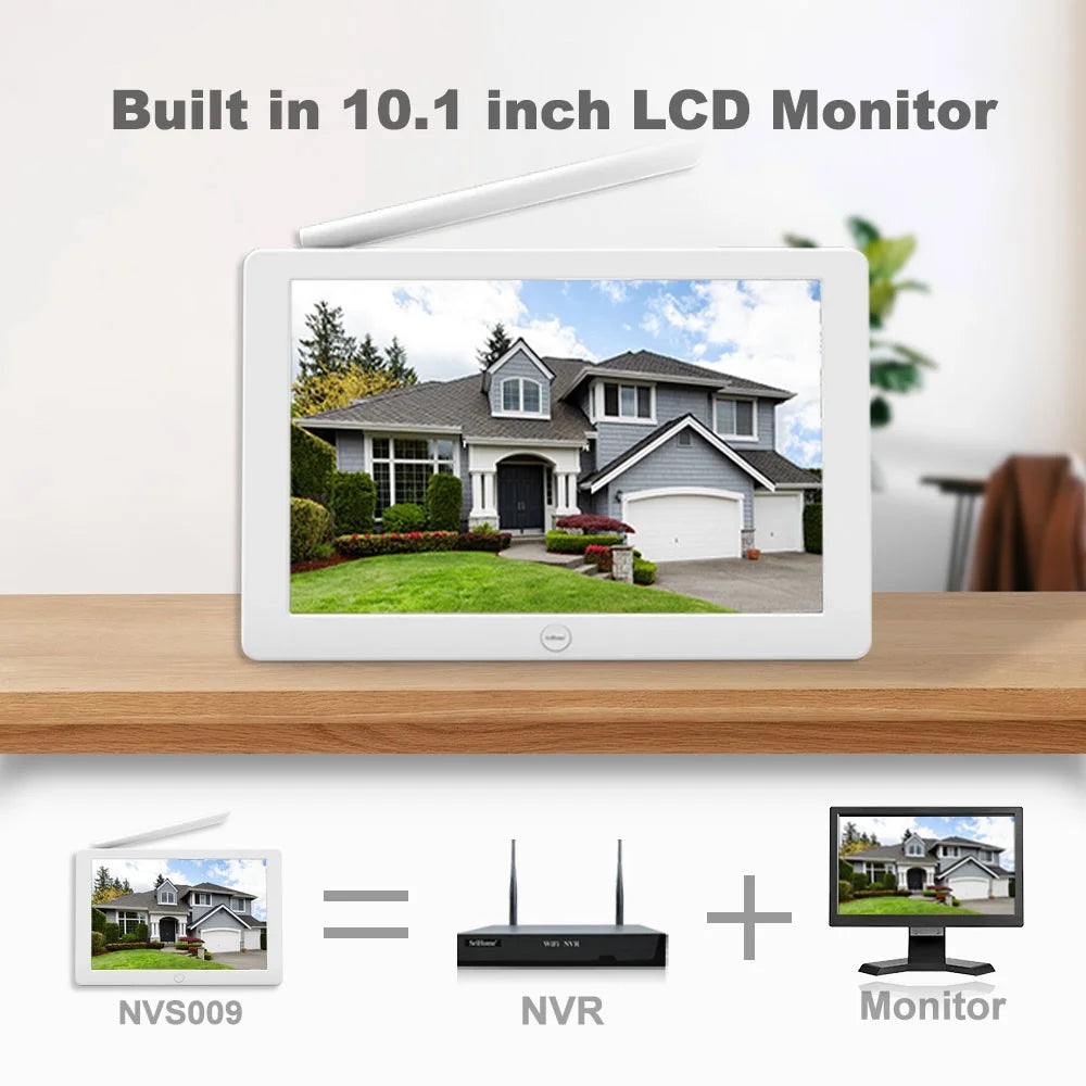 SRIHOME NVS009+IPC037 10.1 Inch LCD Screen 5MP HD 8CH Surveillance WiFi CCTV Camera NVR Kit - US Plug - 3