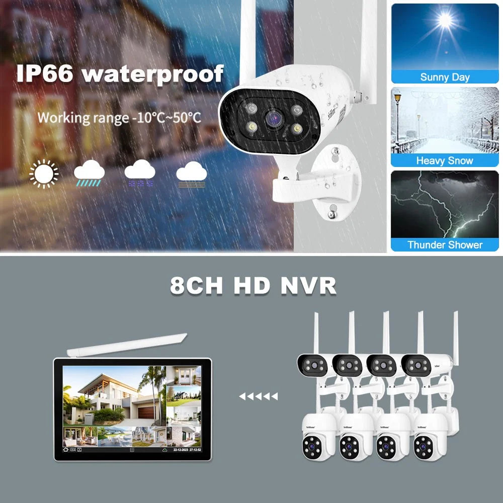 SRIHOME NVS009+IPC037 10.1 Inch LCD Screen 5MP HD 8CH Surveillance WiFi CCTV Camera NVR Kit - US Plug - 7