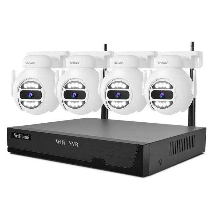 SRIHOME NVS001E+IPC047 IP66 Waterproof 5MP 8CH HD WiFi Camera NVR Video Recorder - US Plug - 1