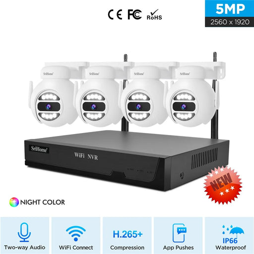 SRIHOME NVS001E+IPC047 IP66 Waterproof 5MP 8CH HD WiFi Camera NVR Video Recorder - US Plug - 2
