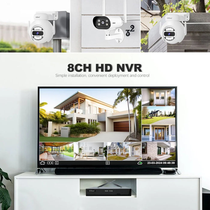 SRIHOME NVS001E+IPC047 IP66 Waterproof 5MP 8CH HD WiFi Camera NVR Video Recorder - US Plug - 4