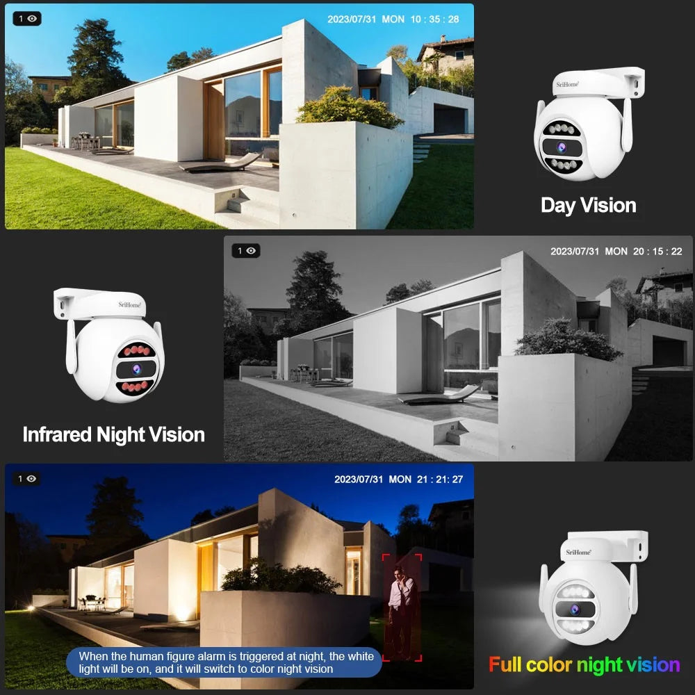 SRIHOME NVS010+IPC047 10.1 Inch LCD Screen IP66 Waterproof 8CH WiFi NVR 5MP HD CCTV Camera Kit - US Plug - 7
