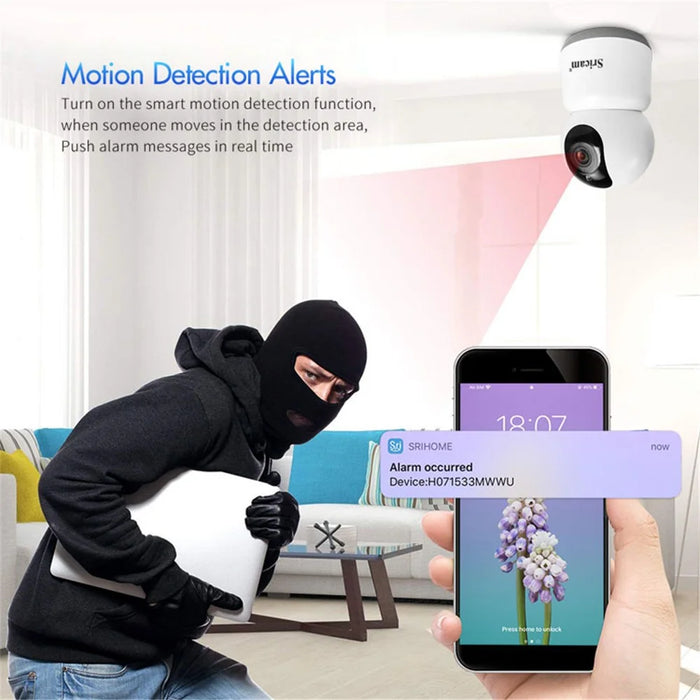SRIHOME SH038 2.4G / 5G Dual Band 5.0MP 2-Way Audio WiFi IP Camera Night Vision Baby Monitor - US Plug - 5
