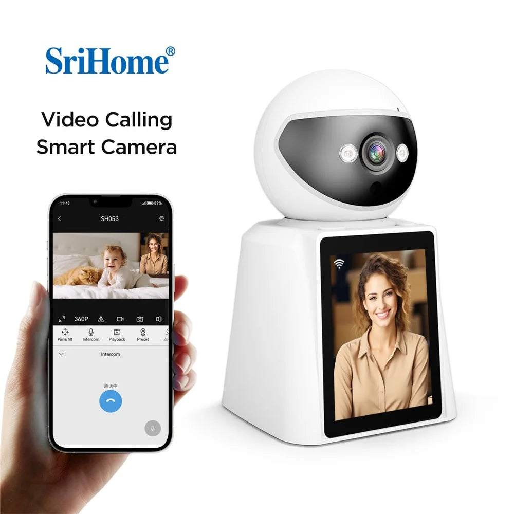 SRIHOME SH053 2.8 Inch IPS Screen PTZ Dome Camera AI Humanoid Detection Home Security Baby Monitor - US Plug - 3