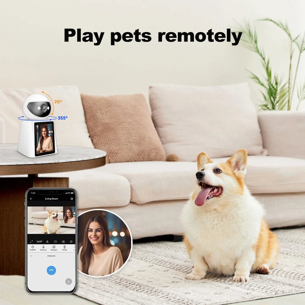 SRIHOME SH053 2.8 Inch IPS Screen PTZ Dome Camera AI Humanoid Detection Home Security Baby Monitor - US Plug - 6