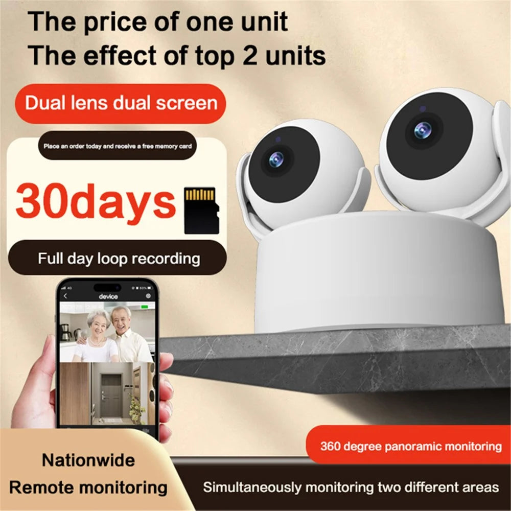 Humanoid Tracking Two-Way Audio Dual Lens Home Surveillance Camera with Dual Screens - 2