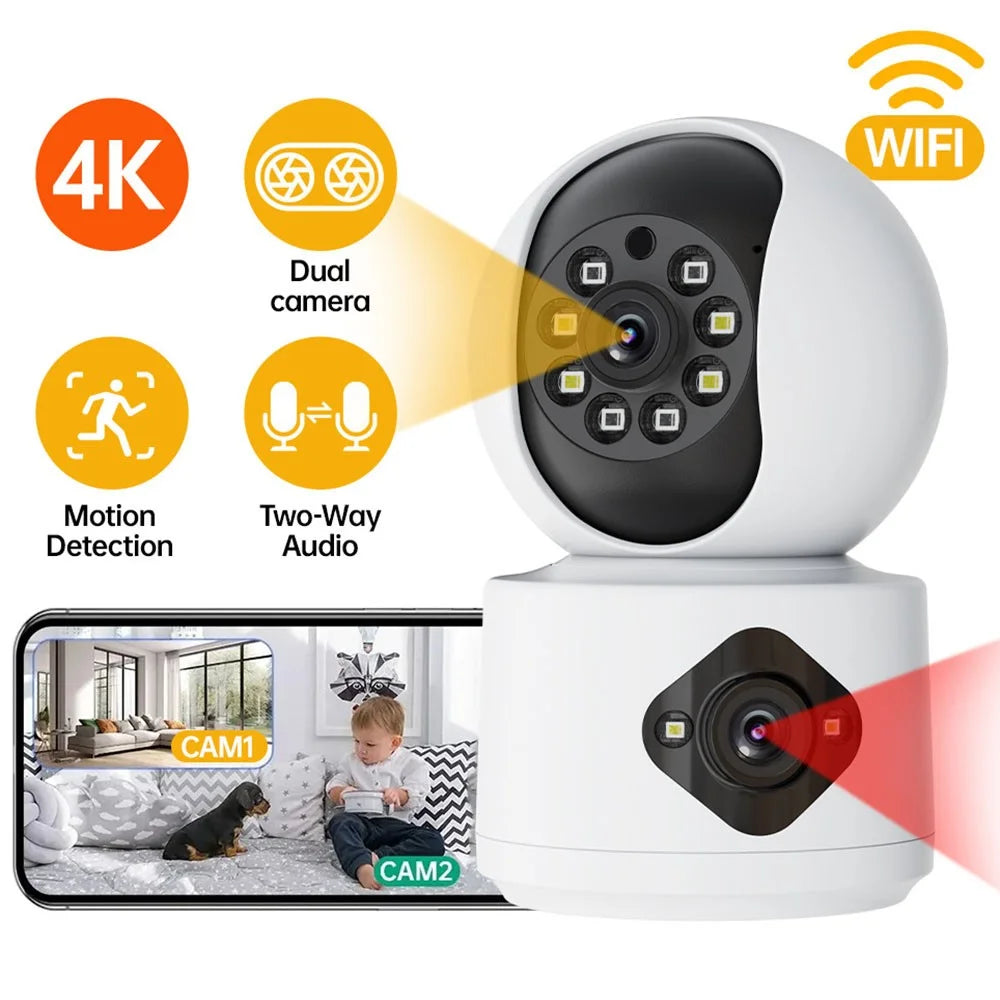 Dual Lens Night Vision HD Camera Home Security Phone Remote Monitoring WiFi Camera (No Memory Card) - US Plug - 2