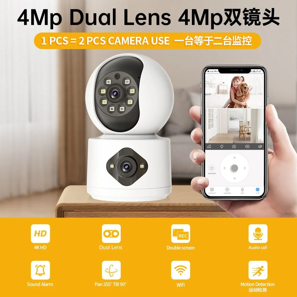 Dual Lens Night Vision HD Camera Home Security Phone Remote Monitoring WiFi Camera (No Memory Card) - US Plug - 3
