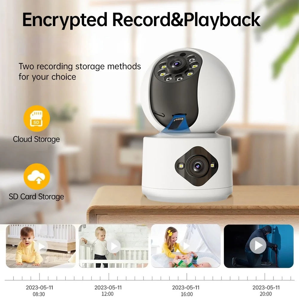 Dual Lens Night Vision HD Camera Home Security Phone Remote Monitoring WiFi Camera (No Memory Card) - US Plug - 5