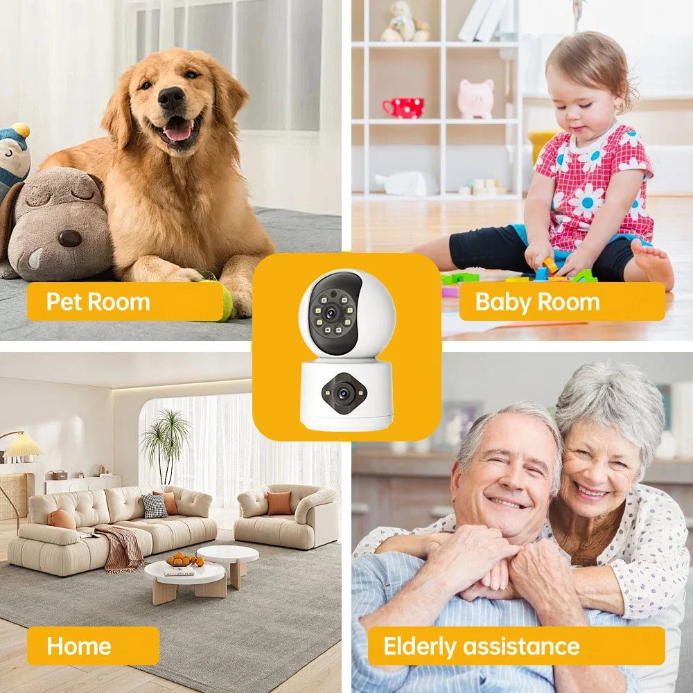 Dual Lens Night Vision HD Camera Home Security Phone Remote Monitoring WiFi Camera (No Memory Card) - US Plug - 7