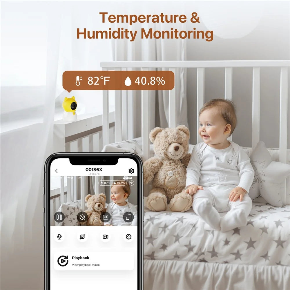 ZOSI C516 Night Vision Wifi Baby Monitoring Camera 2 Way Voice Rotatable 4MP HD Camera, No TF Card - 7