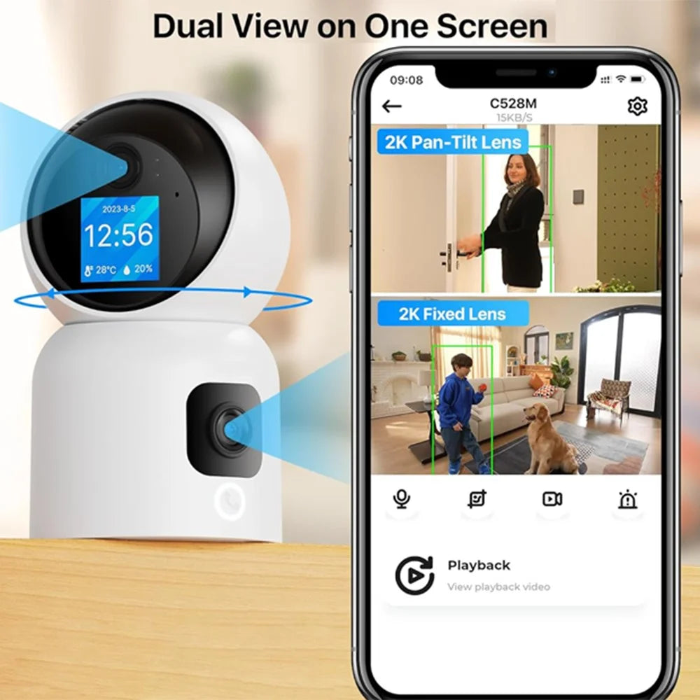 C528M 3MP Dual Lens HD Video Intercom Camera Auto-Track Anti-Theft Indoor WiFi Camera, No TF Card - 2