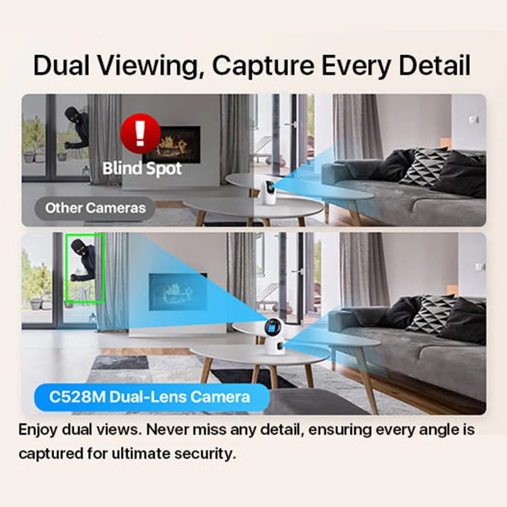 C528M 3MP Dual Lens HD Video Intercom Camera Auto-Track Anti-Theft Indoor WiFi Camera, No TF Card - 4