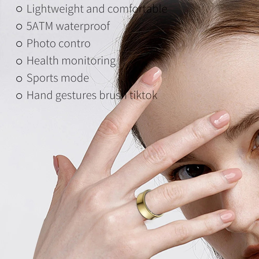 SR05 Ultra-Thin Waterproof Multifunction Bluetooth-compatible Health Monitoring Smart Ring, No Charging Case - Matte Black / Size 7 - 2