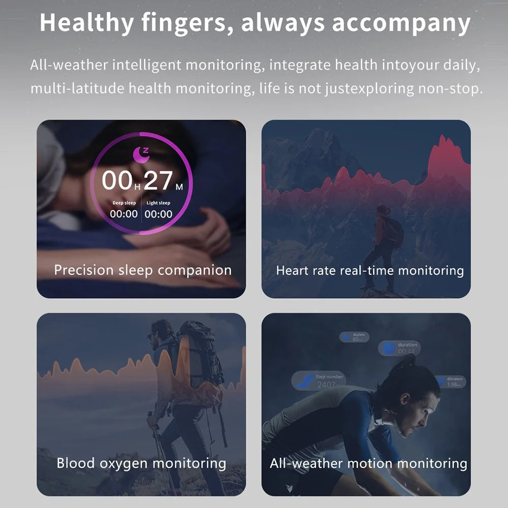 SR05 Ultra-Thin Waterproof Multifunction Bluetooth-compatible Health Monitoring Smart Ring, No Charging Case - Matte Black / Size 7 - 3