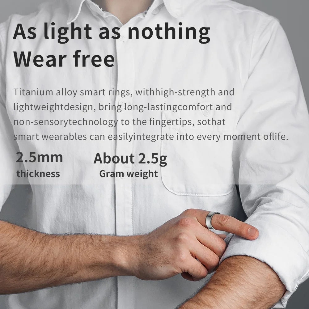 SR05 Ultra-Thin Waterproof Multifunction Bluetooth-compatible Health Monitoring Smart Ring, No Charging Case - Matte Black / Size 7 - 4