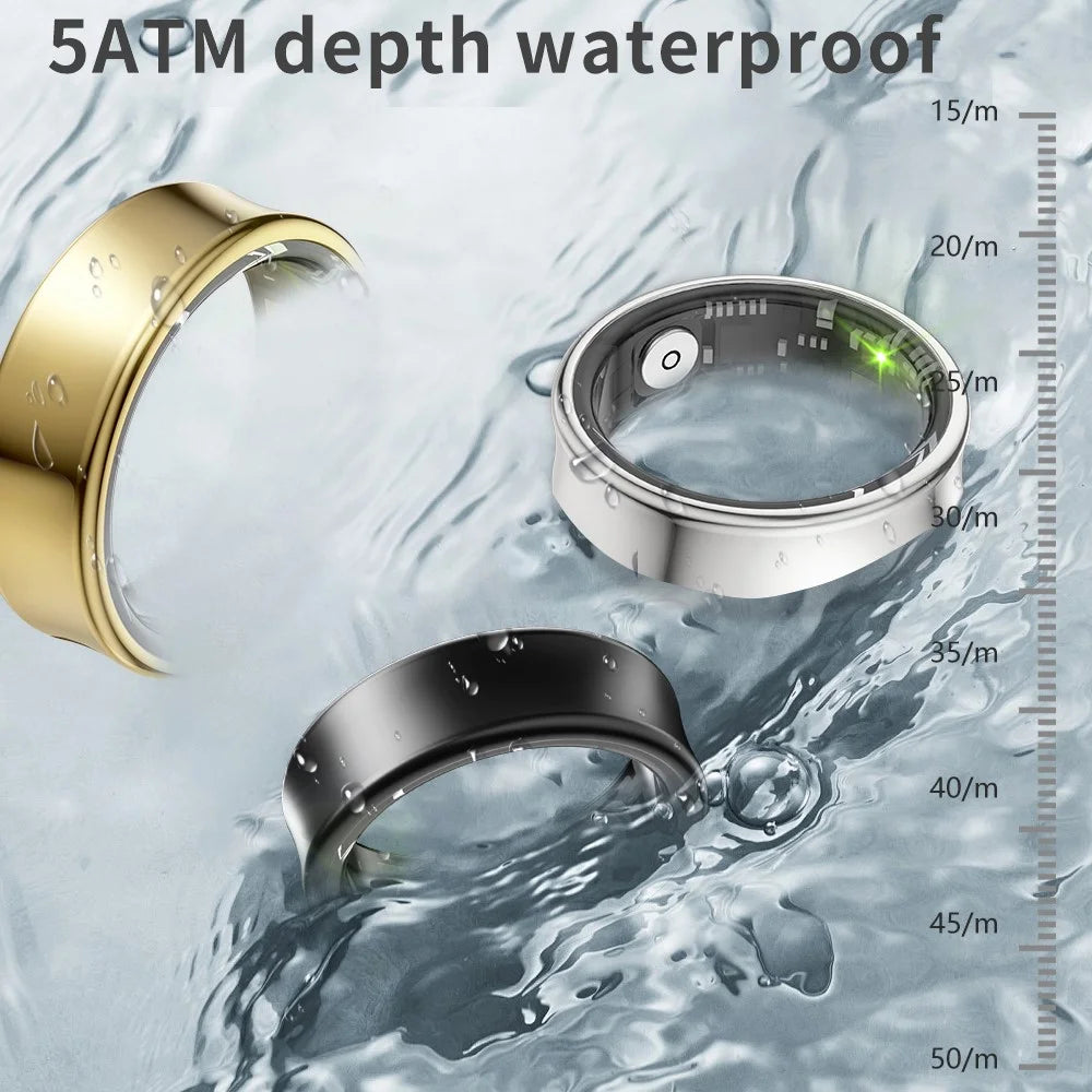 SR05 Ultra-Thin Waterproof Multifunction Bluetooth-compatible Health Monitoring Smart Ring, No Charging Case - Matte Black / Size 7 - 5
