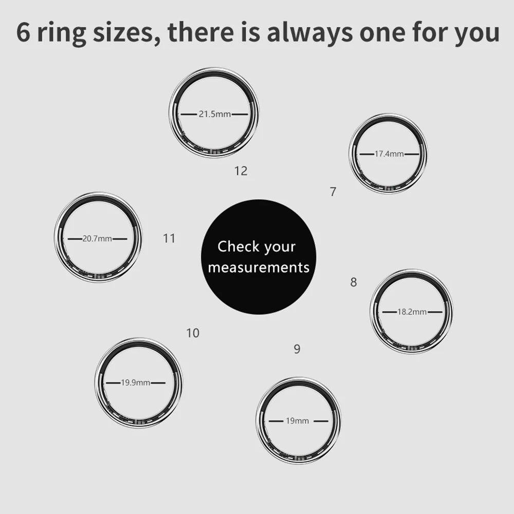 SR05 Ultra-Thin Waterproof Multifunction Bluetooth-compatible Health Monitoring Smart Ring, No Charging Case - Matte Black / Size 7 - 6