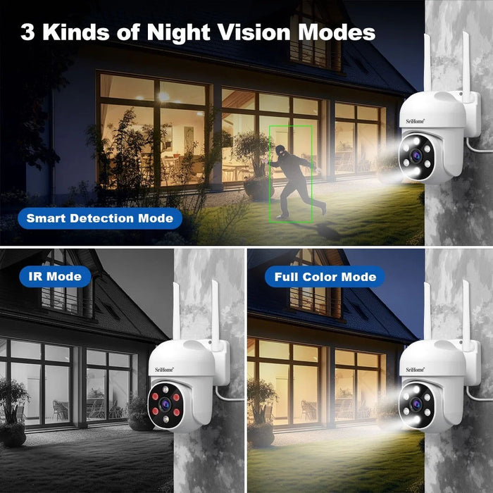 SRIHOME sh061 Humanoid Tracking HD Camera Voice Talk APP Monitoring Outdoor Security Camera - US Plug - 5