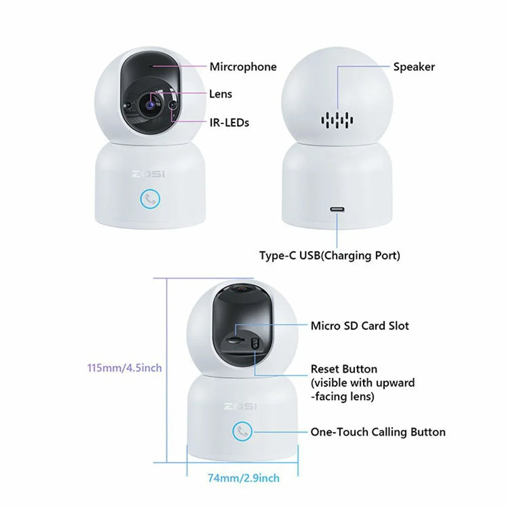 ZOSI C518 3MP HD Indoor Surveillance Camera Human Tracking Voice Intercom WiFi Camera - 2