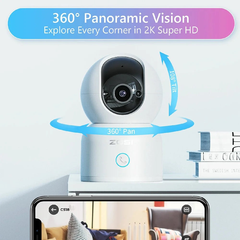 ZOSI C518 3MP HD Indoor Surveillance Camera Human Tracking Voice Intercom WiFi Camera - 3