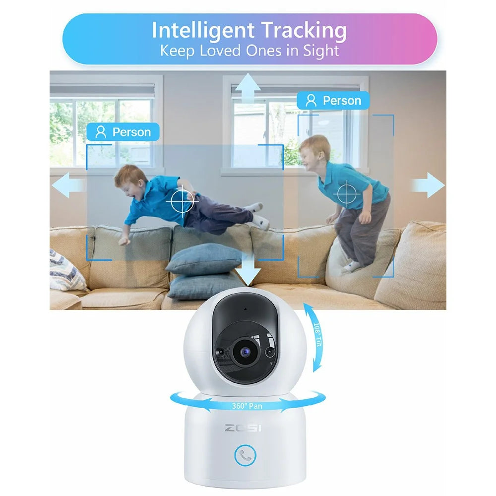 ZOSI C518 3MP HD Indoor Surveillance Camera Human Tracking Voice Intercom WiFi Camera - 4