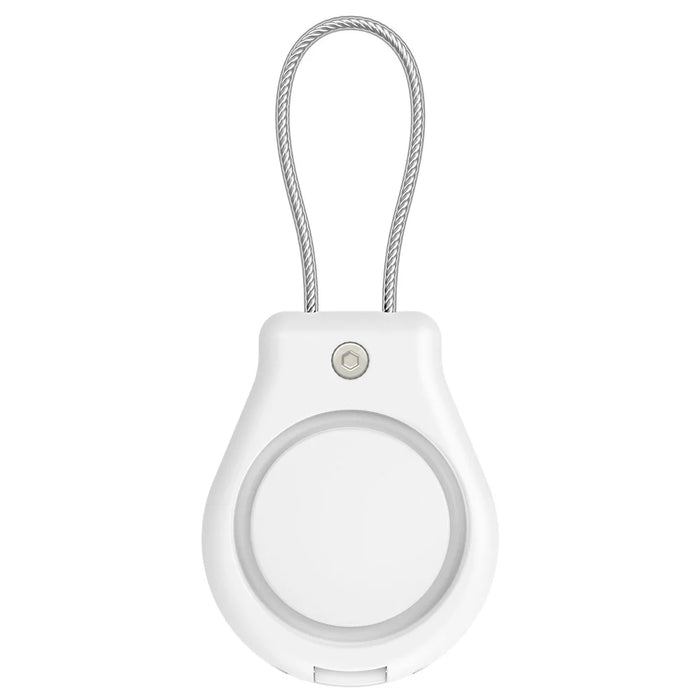 CP22 For Apple AirTag Case Bluetooth-compatible Locator Waterproof PC Protective Cover with Metal Strap - White - 1